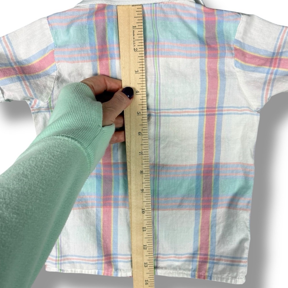 Vintage Nursery Rhyme Pastel Plaid Button Up Shirt Toddler‎ Boy 3T 100%Cotton - Picture 6 of 6